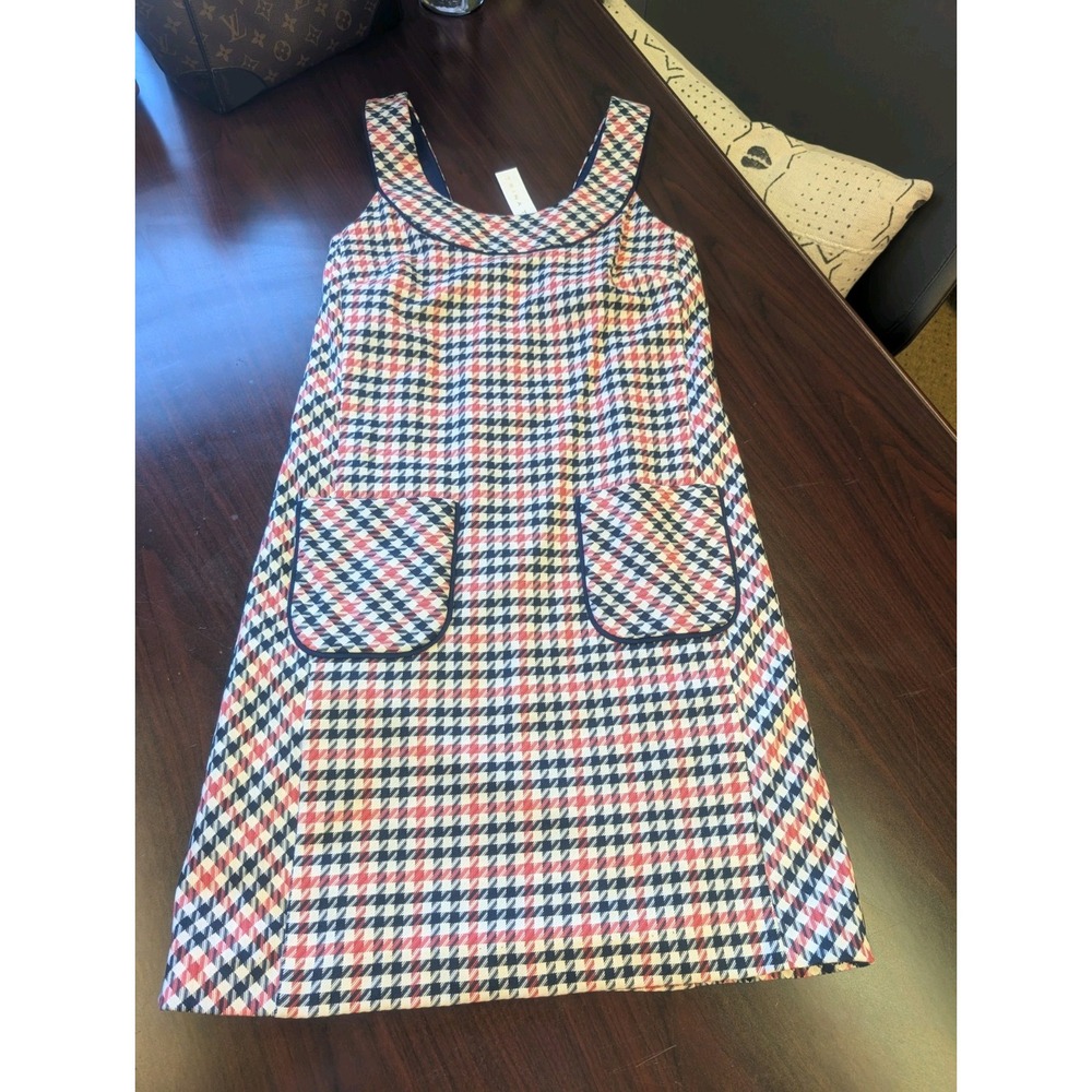 NWT Trina Turk 2 Red, White, Blue Retro Sleeveless Pocket Dress $244